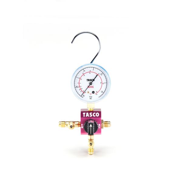 イチネンTASCO TA123C-2 ボールバルブ式シングルゲージマニホールドキット