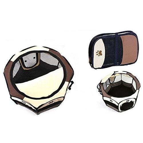 【 簡単 設置 】 折り畳み ペット サークル 犬 猫 兼用 W ファスナー コンパクト メッシュ ...