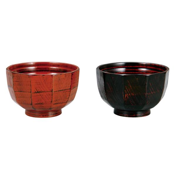 まえじゅう漆器 木製 ナタ目汁椀ペア 刷毛目(輸加) AMJ-6H-103