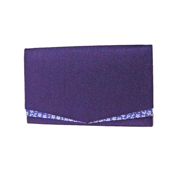 中郷 ちりめん 桜小紋 金封 ふくさ 紫