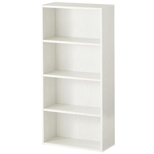 ぼん家具 薄型 本棚 カラーボックス 収納ボックス 木製 収納 マルチラック 4段 ホワイト