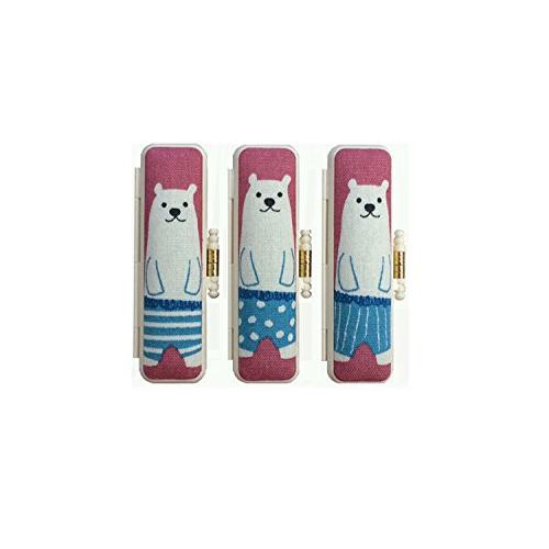 印鑑ケース　PC北のくまやん　ピンク（10.5ｍｍ〜12ｍｍ）朱肉付き　認印　銀行印用　くま柄