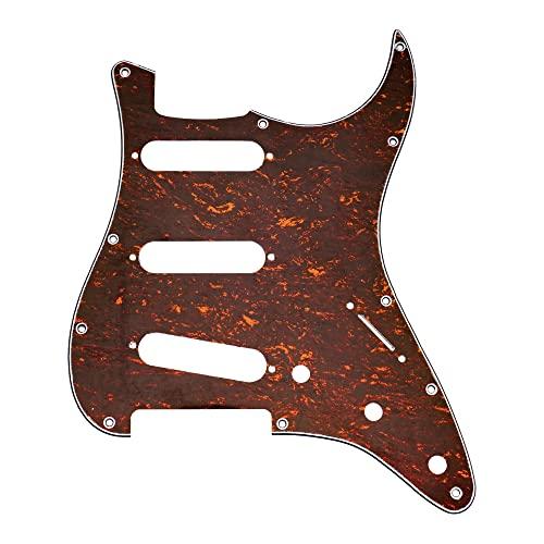 Musiclily SSS 11穴 USA/メキシコストラトキャスター用ピックガード、4プライ赤べっ...