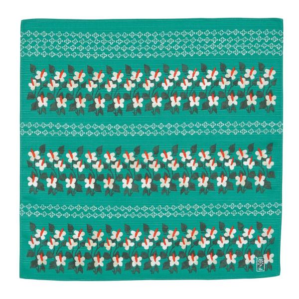 むす美 ふろしき チーフ 竹久夢二 四つ葉とどくだみ グリーン 48cm 綿