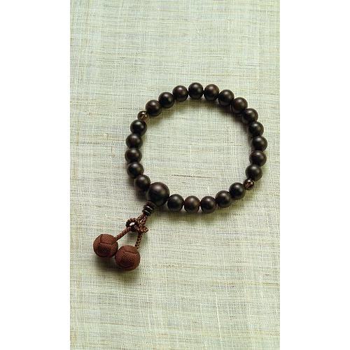 【京念珠（京都数珠製造卸協同組合 加盟店 謹製）】男性用数珠 縞黒檀二天茶水晶入り 小田巻凡天仕立