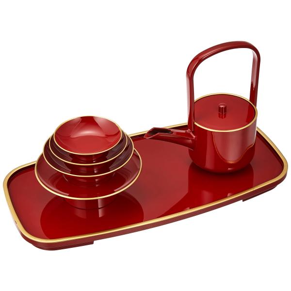 ミタニ 山中漆器 山中塗 朱塗 小判 屠蘇器 朱渕金塗 3867