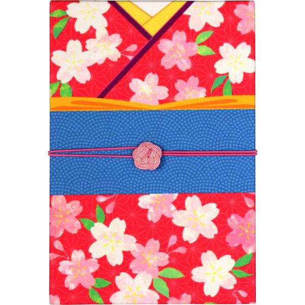 谷口松雄堂 御朱印帳 大 蛇腹式 はんなり着物 さくら 帯ゴム付き M2-60