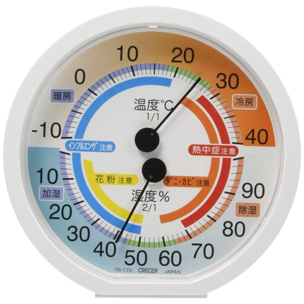 クレセル インフルエンザ・熱中症対策 温湿度計 TR-170