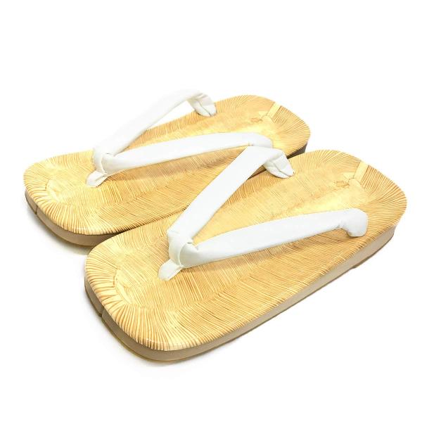 [竹春] 雪駄 黄千葉 国産 チバ表 メンズ サンド底 スポンジ底 L 標準 白鼻緒