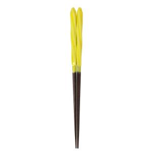 アオバ 箸 天然木 あめ玉ネジリ 黄 23cm