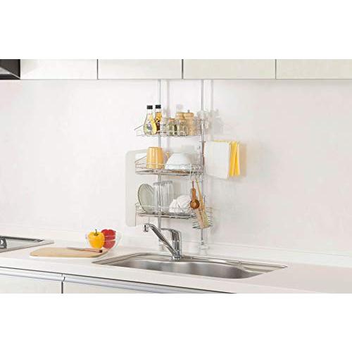 キッチンを傷めない 日本製 突っ張り マルチラック 高さ調整可能 シンク周り スッキリ ( 外寸横幅...