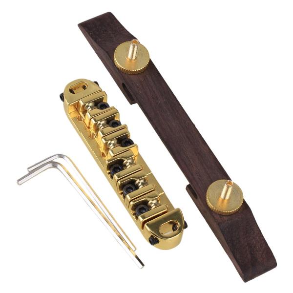 Yibuy ゴールド ギターローズウッドブリッジ アーチトップ・ジャズ・ギターのため