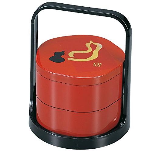 中谷兄弟商会 山中漆器 手提二段梅二段梅小重 朱 ひさご 33-5305