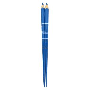 アオバ 箸 食洗機対応 天然木 色えんぴつ ボーダー 青 18cm