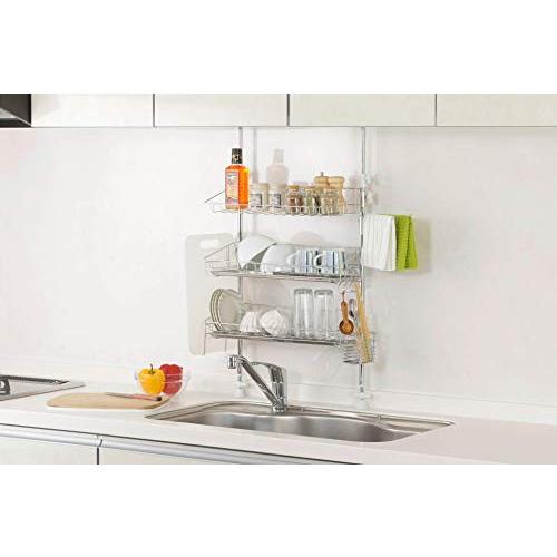 日本製 キッチンを傷めない ステンレス製 突っ張り マルチラック 高さ調整可能 水切り キッチン ラ...