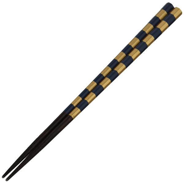 カワイ 箸 食洗機対応 八角金格子 紺 23cm
