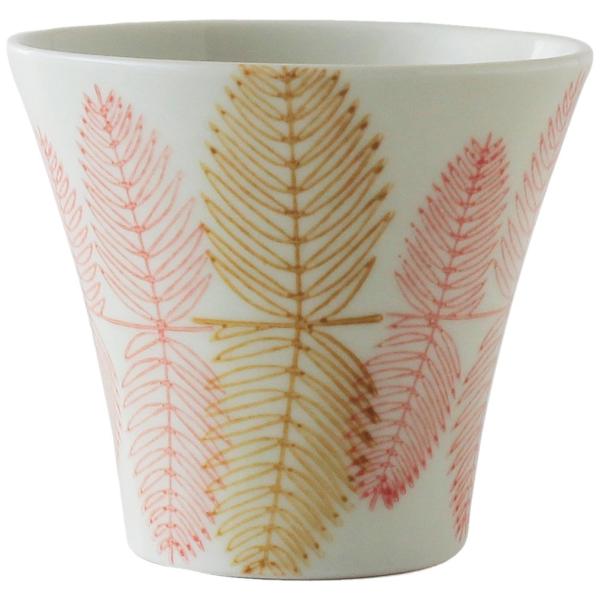 CtoC JAPAN 波佐見焼 ゆのみ / 湯呑み 葉紋 レッド 約φ 8cm xH 6.9cm 1...