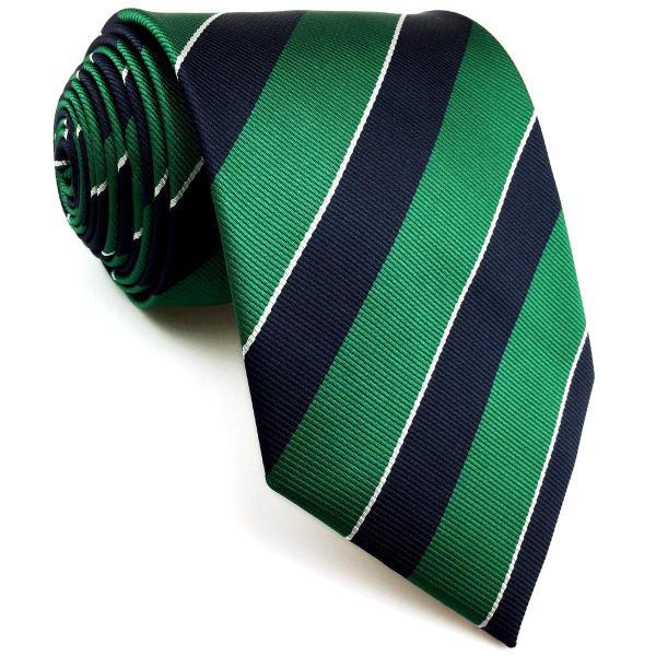 SHLAX&amp;WING ストライプ メンズ ネクタイ 青い グリーン シルク 一般寸法の 147cm