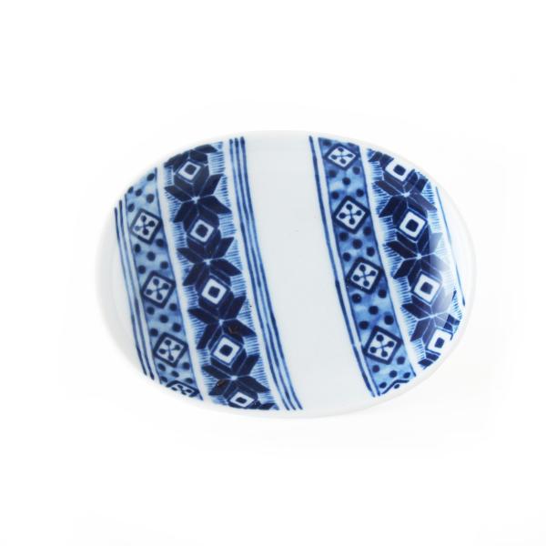 波佐見焼 小皿 / 楕円 豆皿 帯紋約W 10cm xD 8cm xH 1.7cm