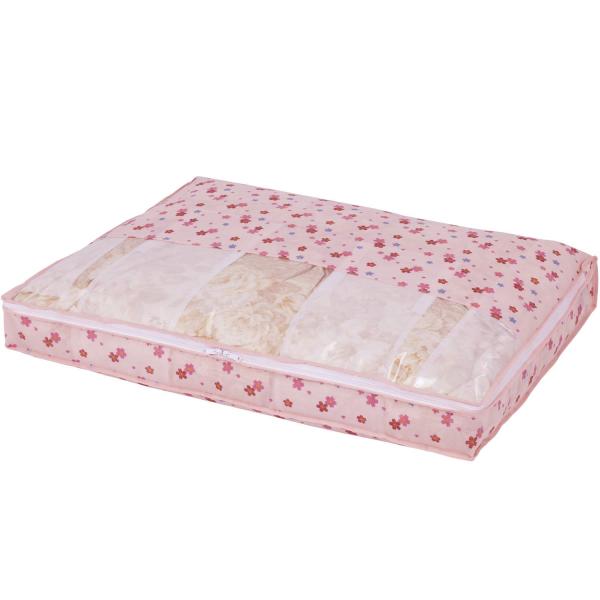 アストロ 収納ケース 羽毛布団用 シングルサイズ ピンク さくら柄 不織布 収納袋 収納ボックス 透...