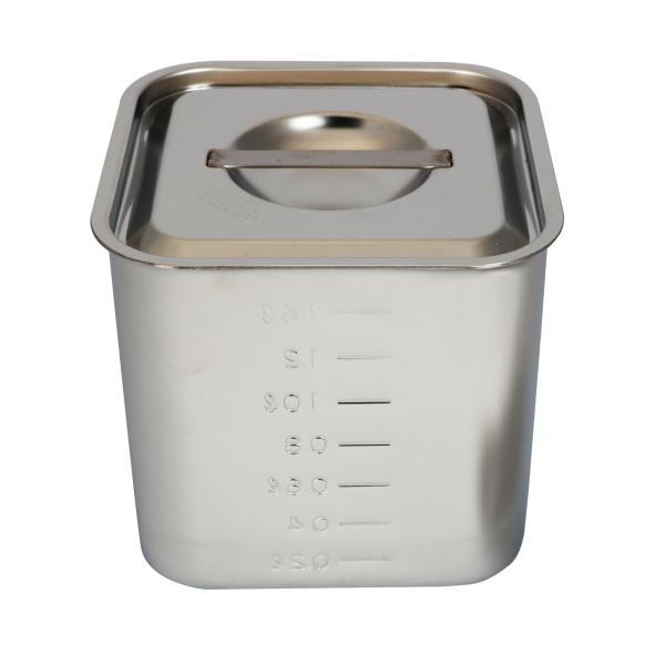 スギコ 18-8目盛付深型角キッチンポット(フタ付) SH-4212D(手無)