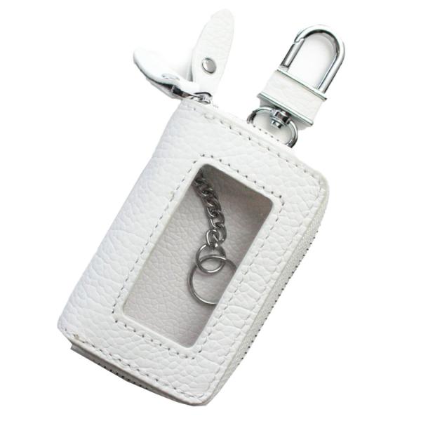 【AWESOME/オーサム】 スマートキーケース 両面クリア窓付きダブルファスナータイプ ホワイト ...