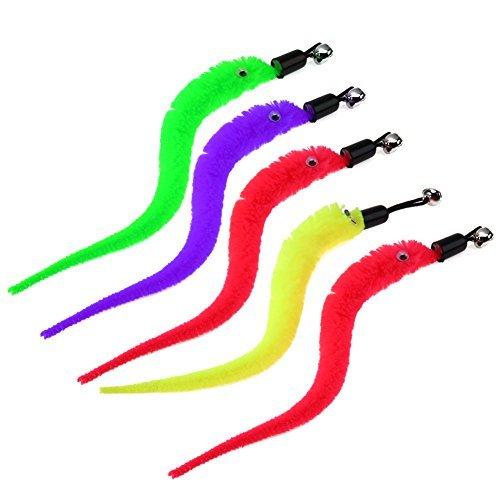 Demiawaking 羽のおもちゃ 毛虫 猫じゃらし キャットトイ 交換用鳥の羽根 5個入 (無地...