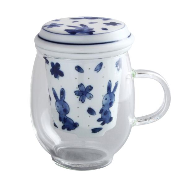 東洋セラミックス 有田焼 セランドグラス おしゃれマグ 花うさぎ IW-002