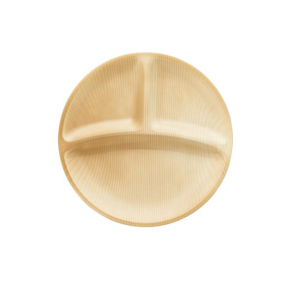 台和 業務用食器 3つ仕切り皿 プレート ナチュラル 25cm 1枚入 メラミン食器 木製風 木目 ...