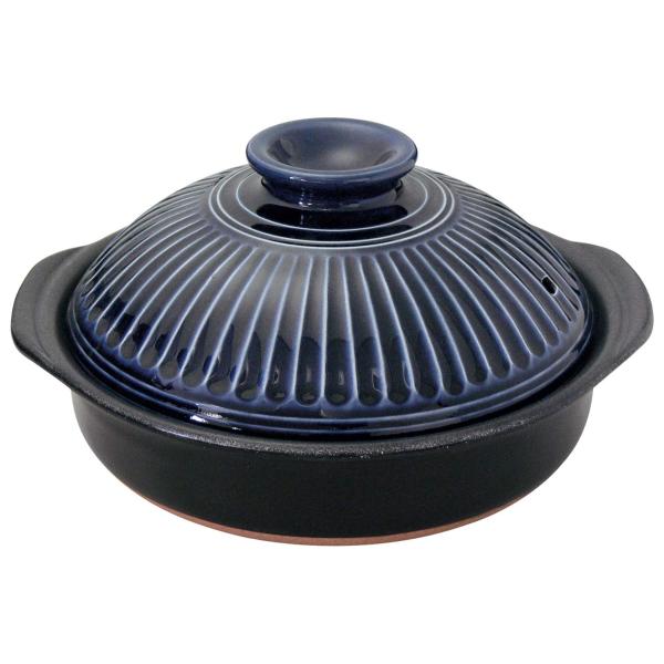 銀峯陶器 土鍋 IH対応 直火可 菊花 瑠璃 7号 2人用 萬古焼 日本製 2080-1853