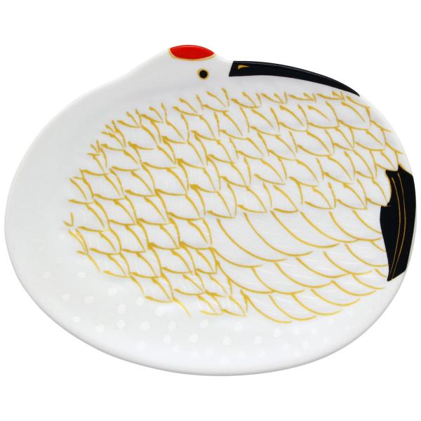 有田焼うつわ紀行 プレート 皿 「 鶴形 」 小皿 雪衣金羽根 直径約9cm おめでたいうつわ 迎春...