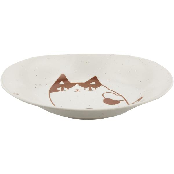 セラミック藍 猫3兄弟 カレー皿 mike サイズ：約W20.6 D22.6 H3.8 13314