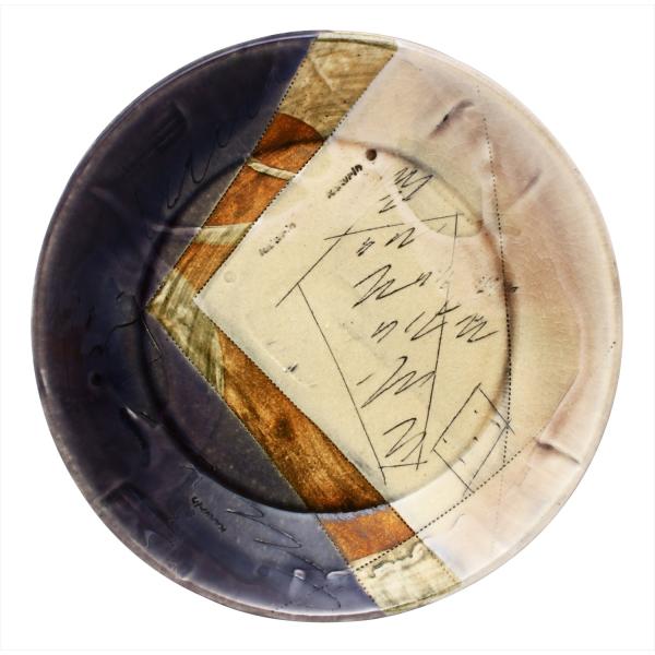 美濃焼 林英樹 「 梅紫線刻 」 カレー皿 パスタ皿 約直径25cm 日本製 119-0019
