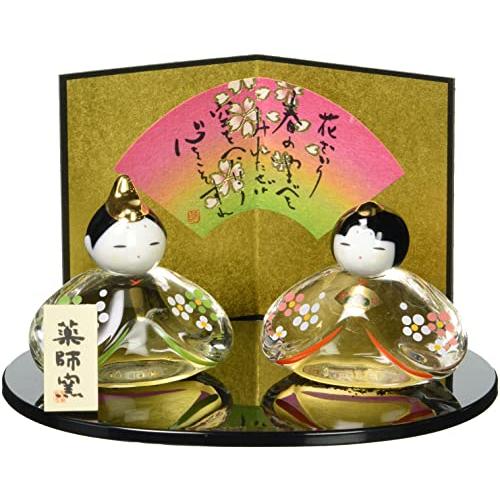 彩絵玻璃座雛(紅白梅) 2589