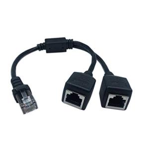 RJ45ネットワークスプリッタアダプタケーブル、CERRXIAN 1 RJ45メス2 RJ45メスネットワークYスプリッタケーブル、LANコネクタ、ス｜goodzero