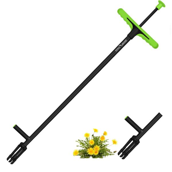 FLORA GUARD 101CM 草抜き 草取り道具 フットプレートと4本の爪を備えた曲がらない草...