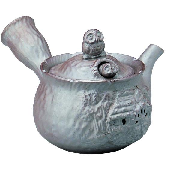 萬古焼 ふくろう 飛出し 急須 1.5号 (平網) K11-42