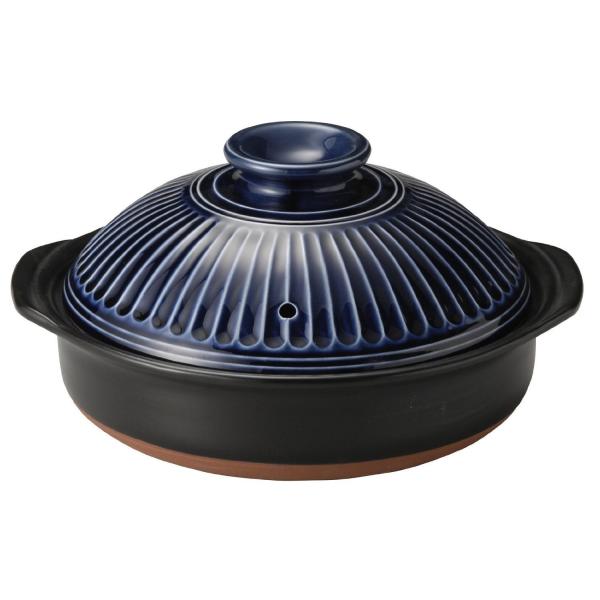 萬古焼 銀峯陶器 菊花 土鍋 (瑠璃釉, 7号)