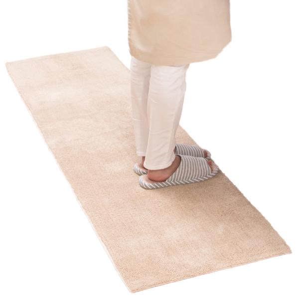 オカ 乾度良好Dナチュレ ロングマット ベージュ 約50cm×180cm (キッチンマットや玄関マッ...