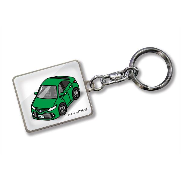 カスタムキーホルダー トヨタ カムリ CAMRY AXVH70 ベース：ホワイト 車カラー：グリーン