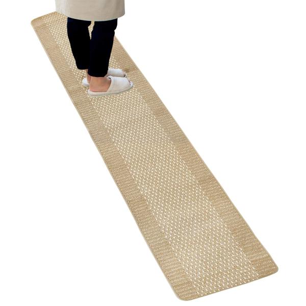 オカ(OKA) 優踏生 洗いやすいキッチンマット ベージュ 約45cm×252cm (洗える システ...