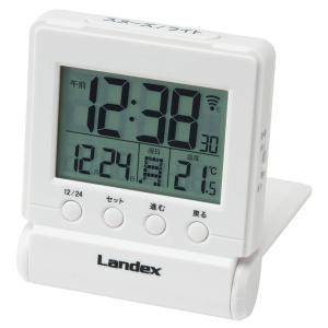 ランデックス(Landex) 目覚まし時計 タイムクリック 電波 デジタル 温度 日付表示 トラベルクロック ホワイト YT5266WH｜goodzero
