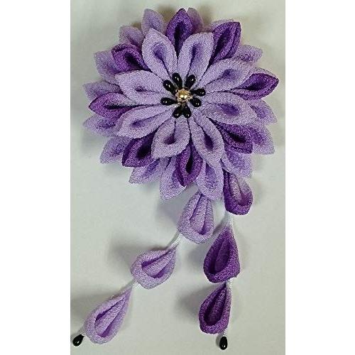 つまみ細工のブローチ★「美濃菊」藤色★ちりめん手芸キット