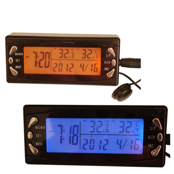 車載時計 - BOOMBOOST 2in1 室内 屋外 温度計 時刻 日付 多機能 青/オレンジ