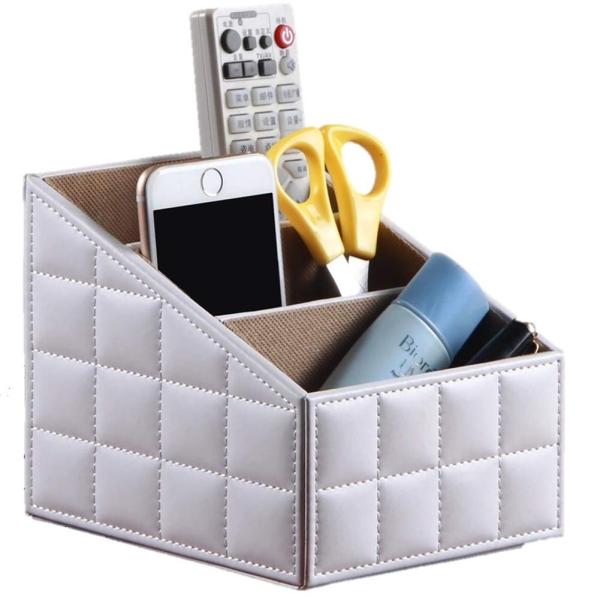 haruju リモコンラック 卓上収納ラック 収納ボックス 小物入れ 多機能収納 三段 (ステッチホ...