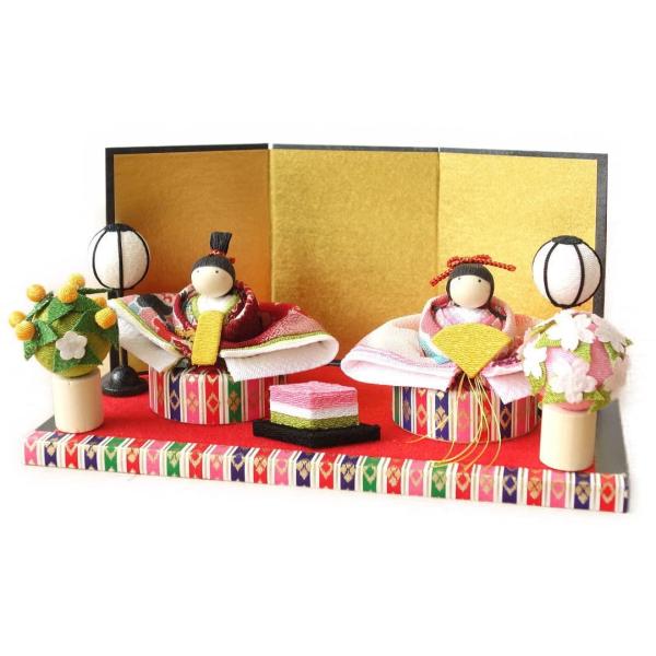 みやび親王飾り お雛様 コンパクト かわいい ちりめん ミニサイズ 手作り