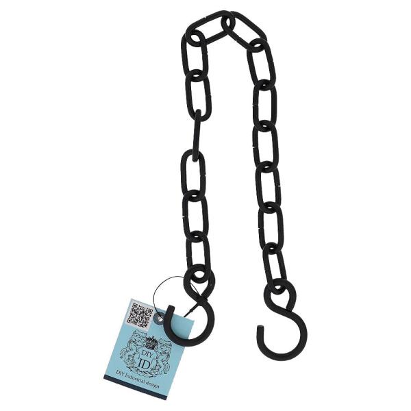 DIY-ID 黒亜鉛メッキ 両端Sフックチェーン 300mm ID-700