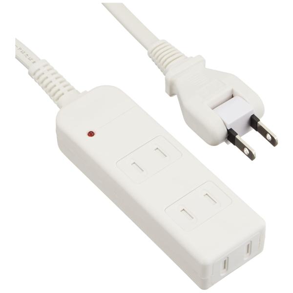 雷ガード・シャッター付 安全タップ(3個口/1m/ホワイト) 00-6961