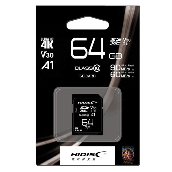 HIDISC SDXCカード 64GB CLASS10 UHS-I Speed class3(U3)...