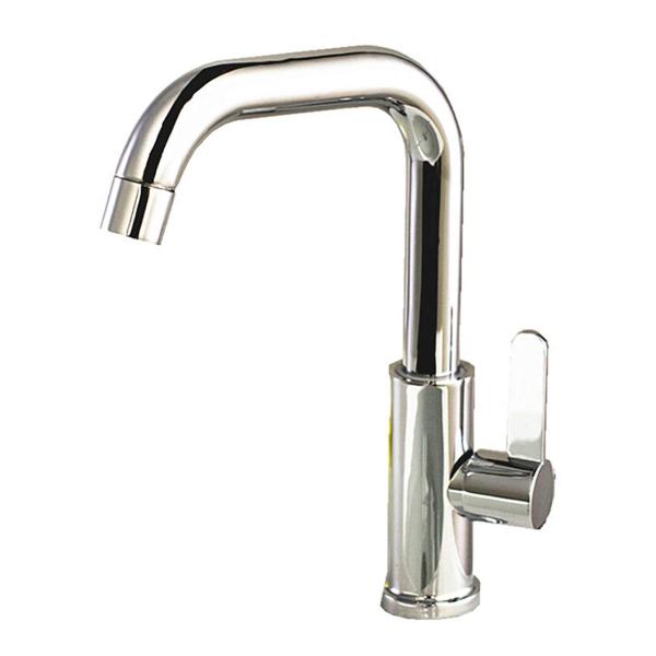 フェリモア L型単水栓 シングルレバー 蛇口交換 洗面台 台所 節水 水道 立水栓 (シルバー)